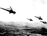 H-5 Rescue Helicopters from the Third Air Rescue Squadron fly in formation over Korea - Baited Trap, The Ambush of Mission 1890 - BelleAire Press